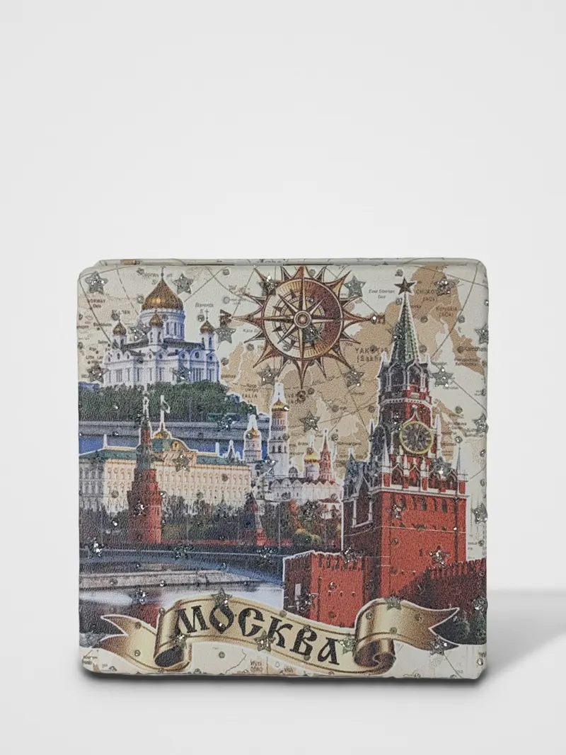 Карманное зеркало «Москва», квадратное, Кремль на карте
